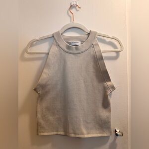 Babaton Sculpt Knit Halter Top Neutral Beige L | Aritzia